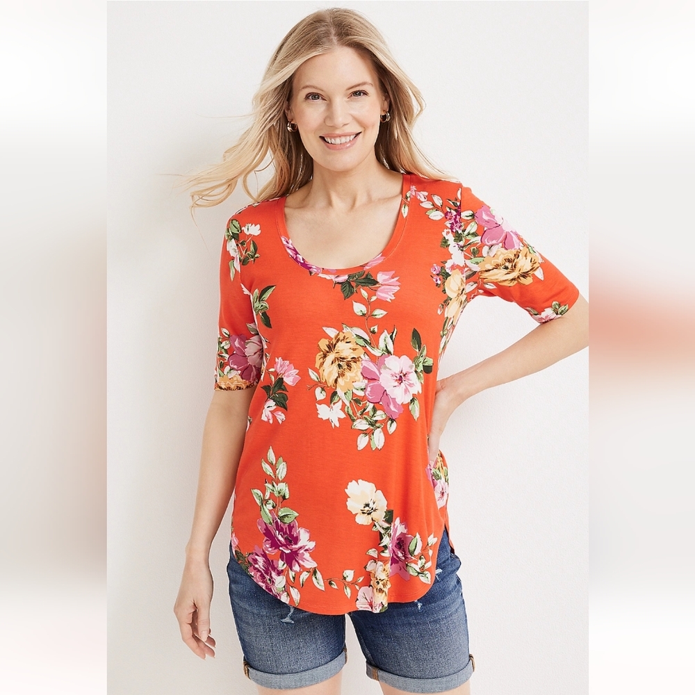 Maurices NWT Olivia Floral Tunic 24/7 Tee Size Medium